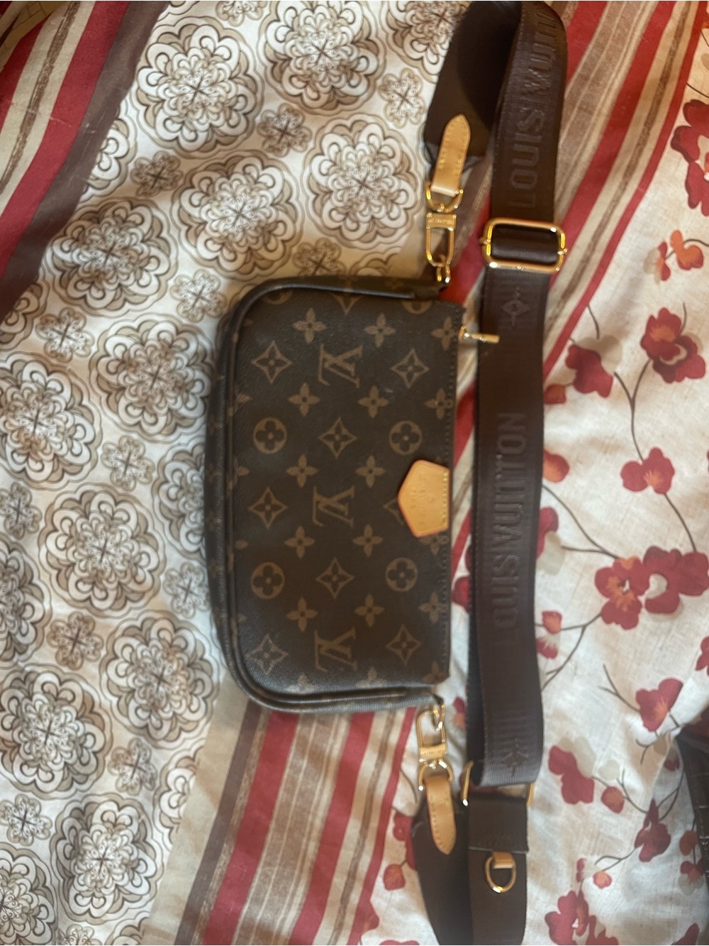 Louis Vuitton Monogram Canvas Crossbody Bag in Brown with Gold Hardware